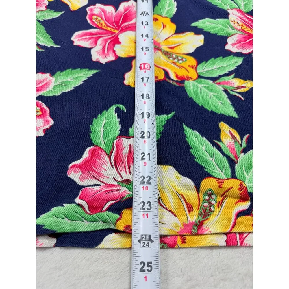 Polo Ralph Lauren Hawaiian Floral Polo Shirt Custom Slim Fit Hibiscus Navy L